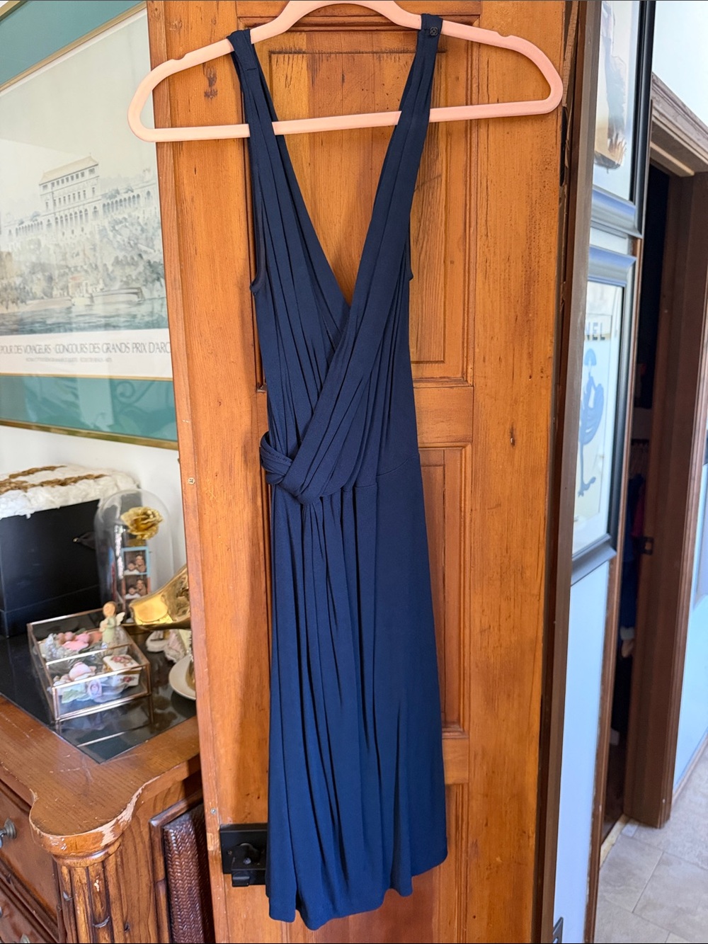 Diane Von Furstenberg Navy Sleeveless Wrap Maxi Dress